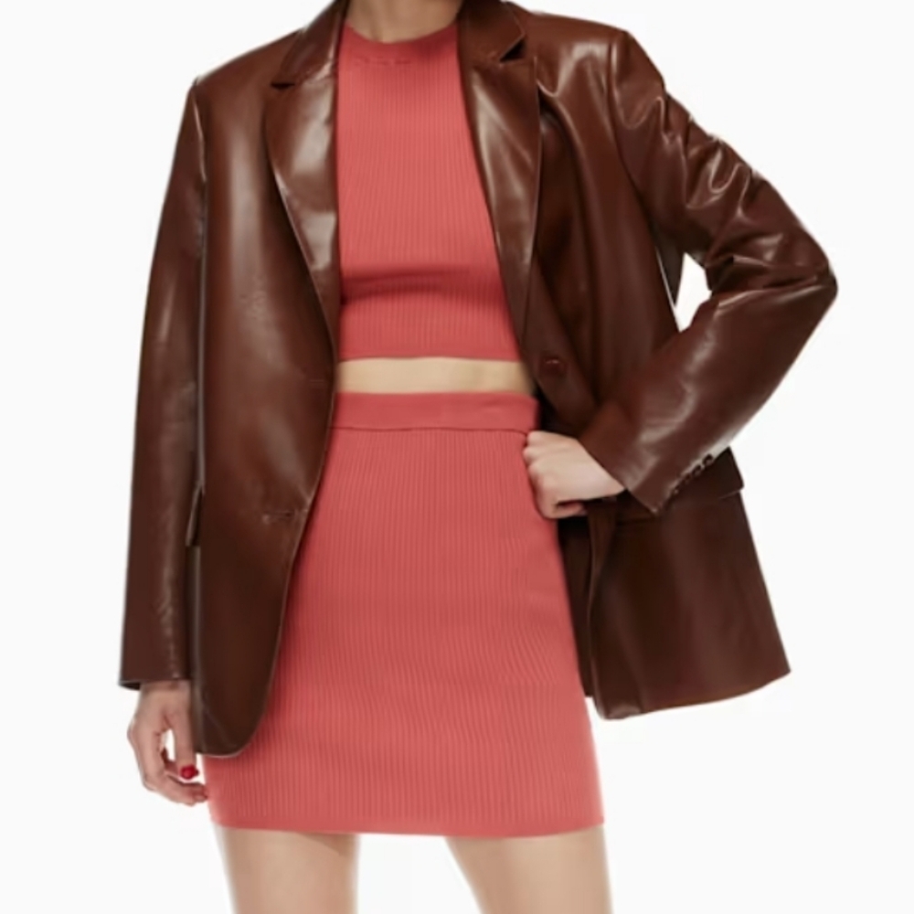 Wilfred Reso Ribbed Knit Mini Skirt Warm Eienne Red XS NEW